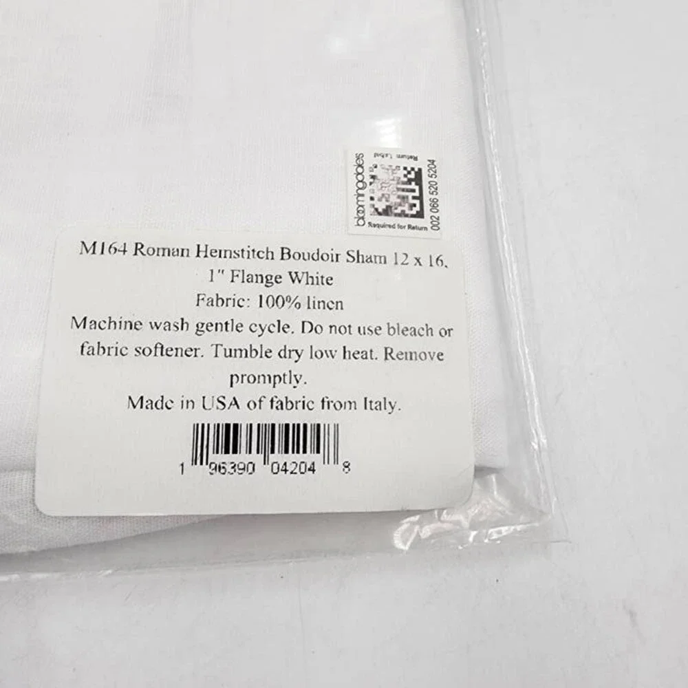 Matouk Roman Hemstitch Boudoir 100% Linen Sham 12''x 16'' - White